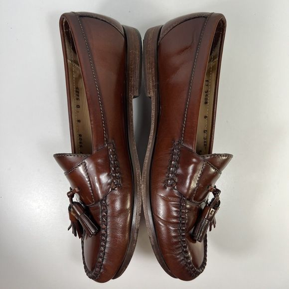 Cole Haan Mens Mahogany Brown Leather Slip-On Pinch Tassel Loafer Size 8 D - Picture 6 of 10